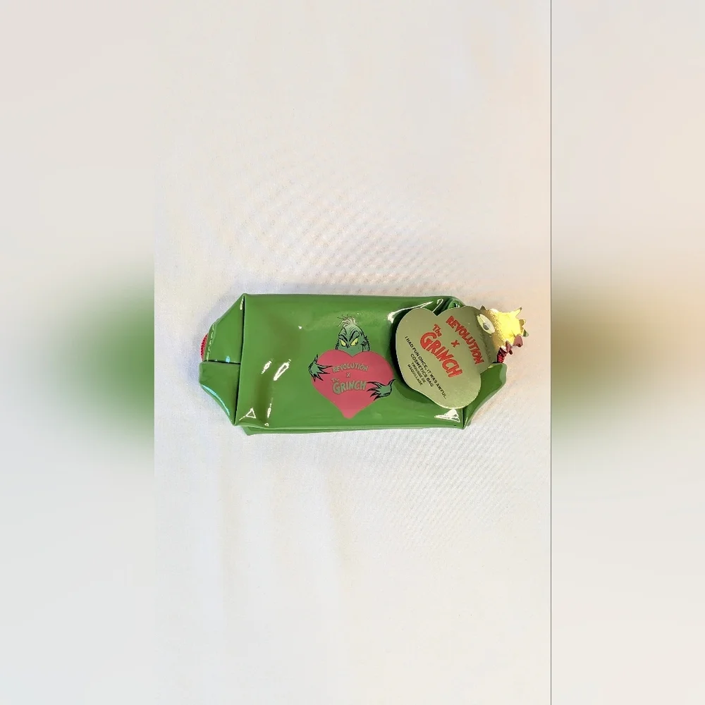 Grinch x Revolution Cosmetic Bag Small Holiday Christmas Make Up Tote Pouch NWT